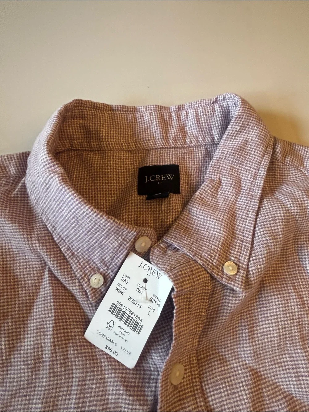 J Crew Men's Short-Sleeve Linen Button-Down Shirt